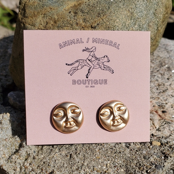 Animal / Mineral Peaceful Moon Earrings - Picture 4 of 4